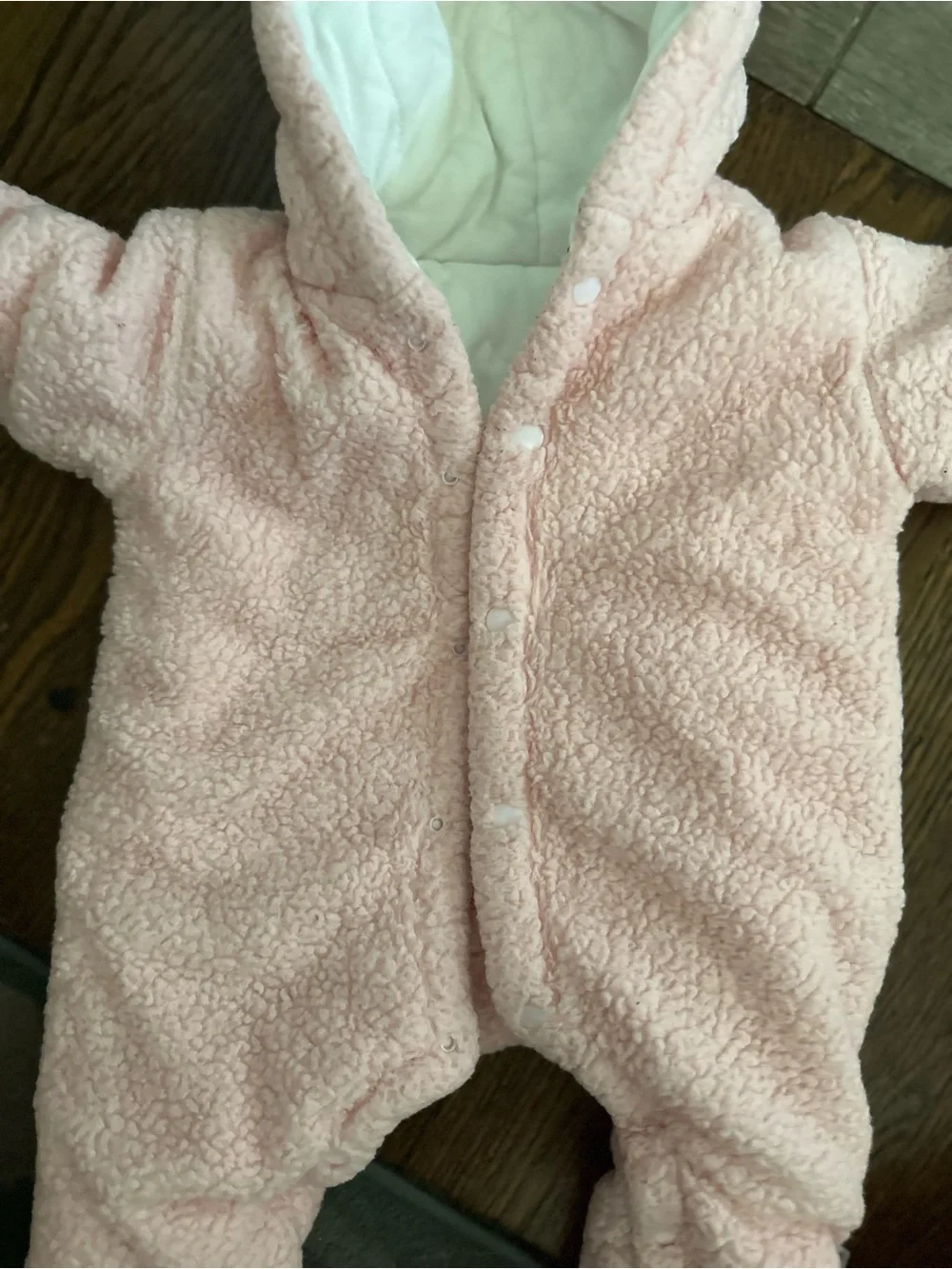 Cozy snowsuit Pink Fleece Baby One-Piece with Hood and Ears